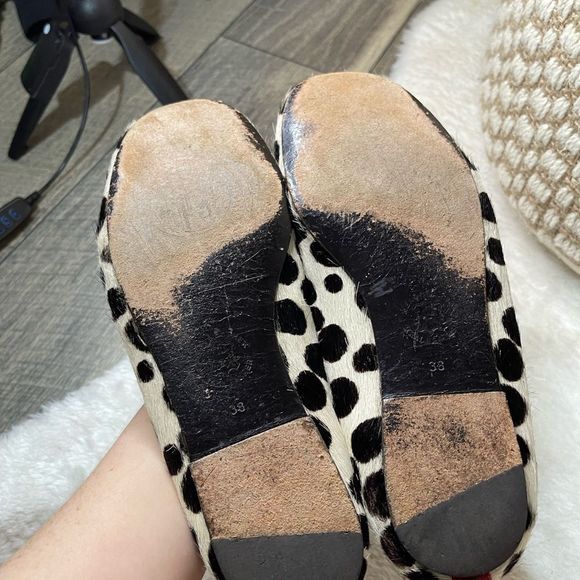 Boden Red Bow Calf Hair Ballet Flats - Picture 3 of 7